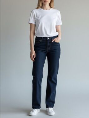 Goldsign womens wide leg jeans blue size 27 high rise classic clean jeans